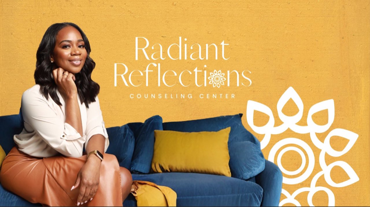Radiant Reflections Counseling Center founder in a warm, inviting therapy space.